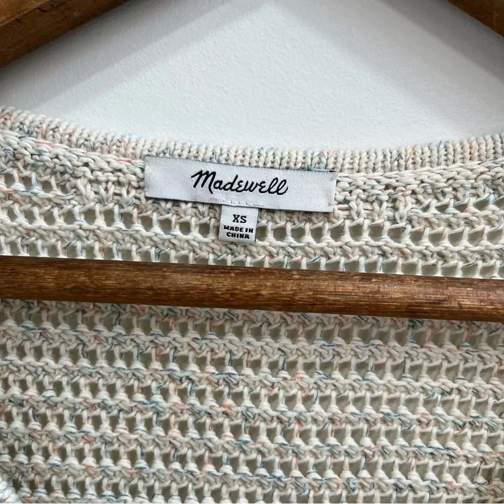 Madewell Rainbow Marled Seville Pullover Sweater Boxy Cropped Marled Beach XS